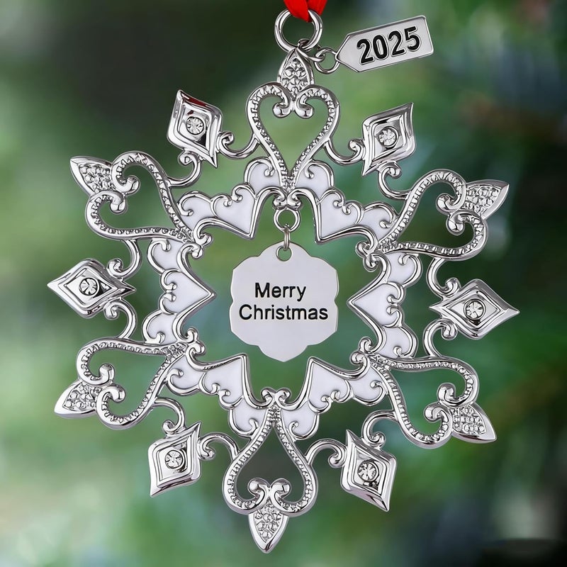 K-MLICE Christmas Tree Ornaments Snowflake Dated 2025, Metal Christmas Ornaments, Christmas Tree Decorations, Hanging Decoration, Angel Reindeer - Image 1